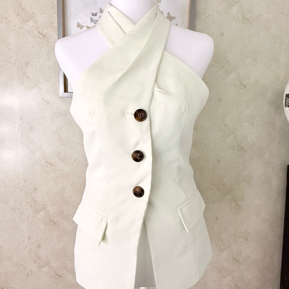 Elegant Cream Halter Top